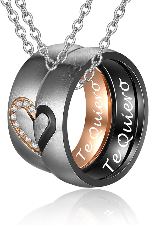 Pareja Collar - Corazón Anillos Colgante-regalo San Valentin-tiendagpsnavegadoresgps para Parejas