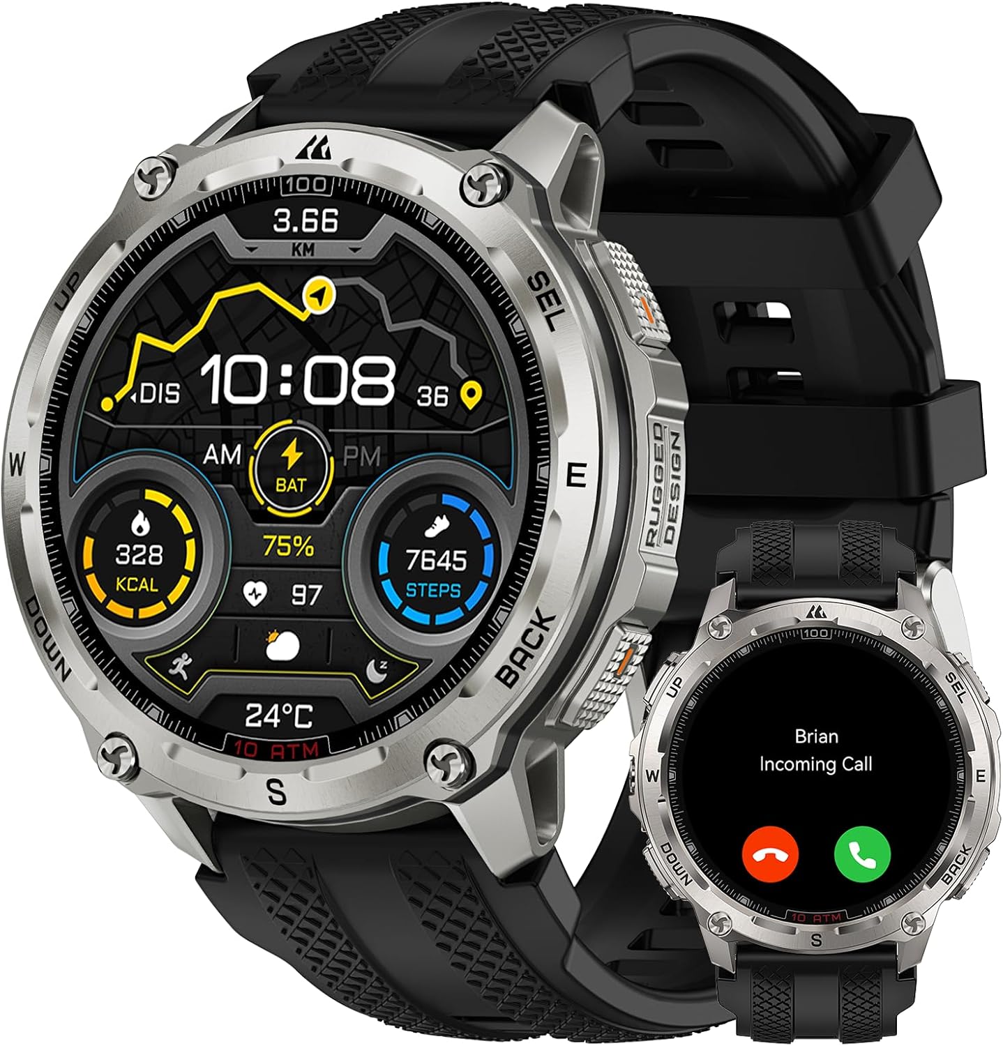 ALT="KOSPET Tank T4 GPS smartwatch militar con mapas offline y navegación GPS para senderismo"